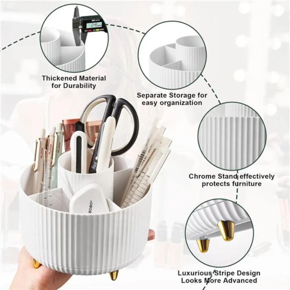 Makeup Brush Holder Organizer,360° Rotating Makeup Brush Organizer,5 Slot
